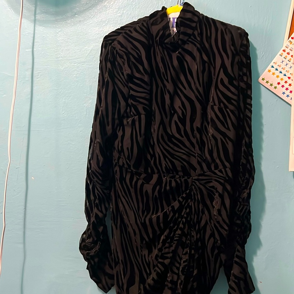 Black midi dress zebra print